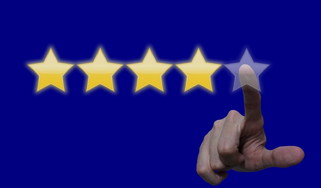 An image capturing a computer screen displaying a graph with an upward trend, reflecting positive online reviews and ratings
