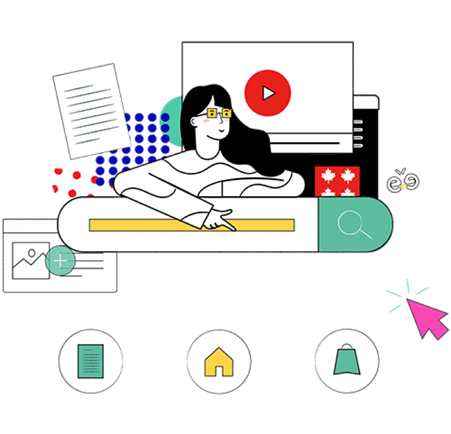 An image that depicts a smiling customer holding a magnifying glass, with SEO agency logos and a graph showing increasing customer satisfaction levels in the background