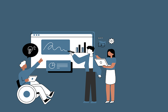 An image featuring a diverse group of local business owners in a bustling city, collaborating with an SEO agency